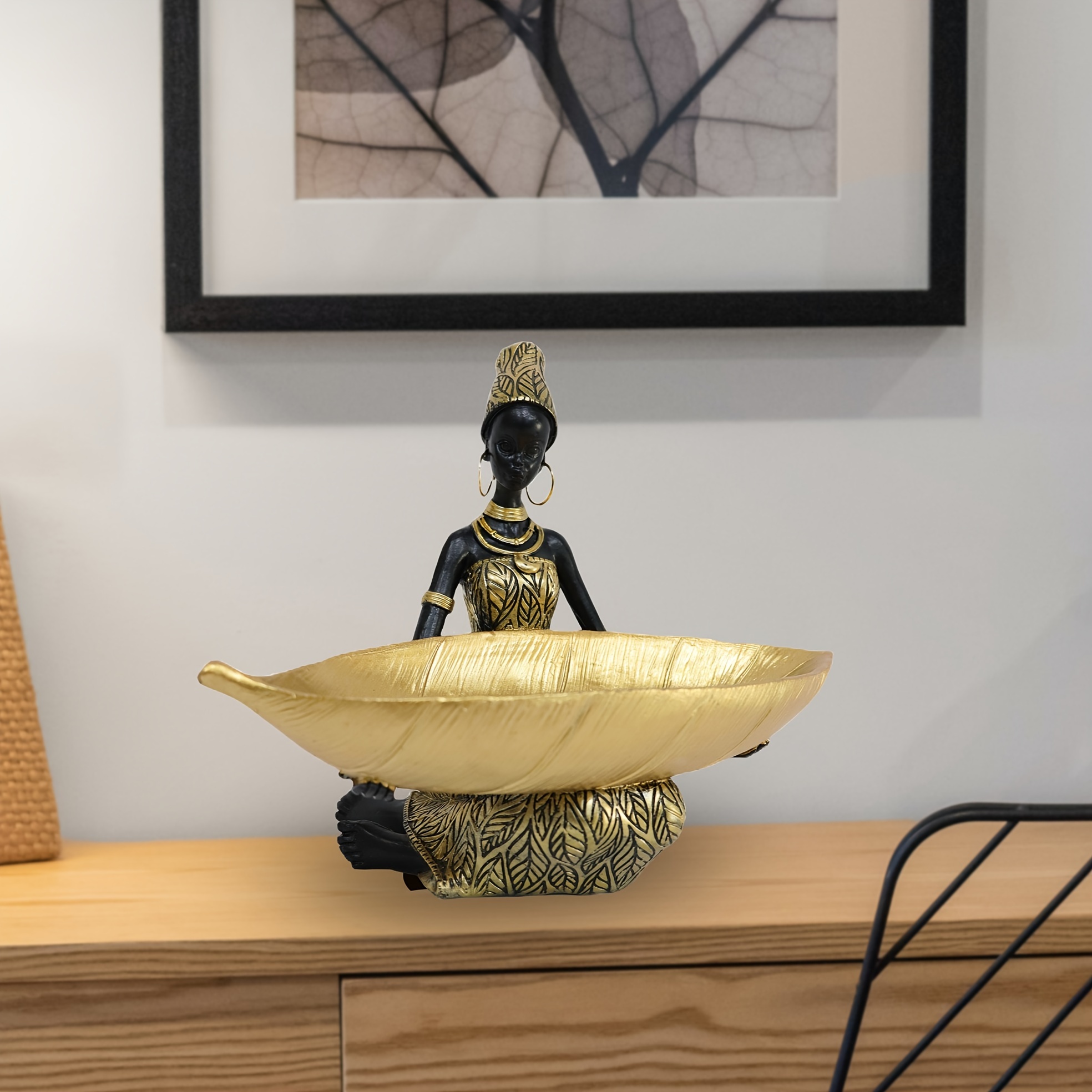 Golden Vintage African Statue - Original Tribal Art Figurine Decor