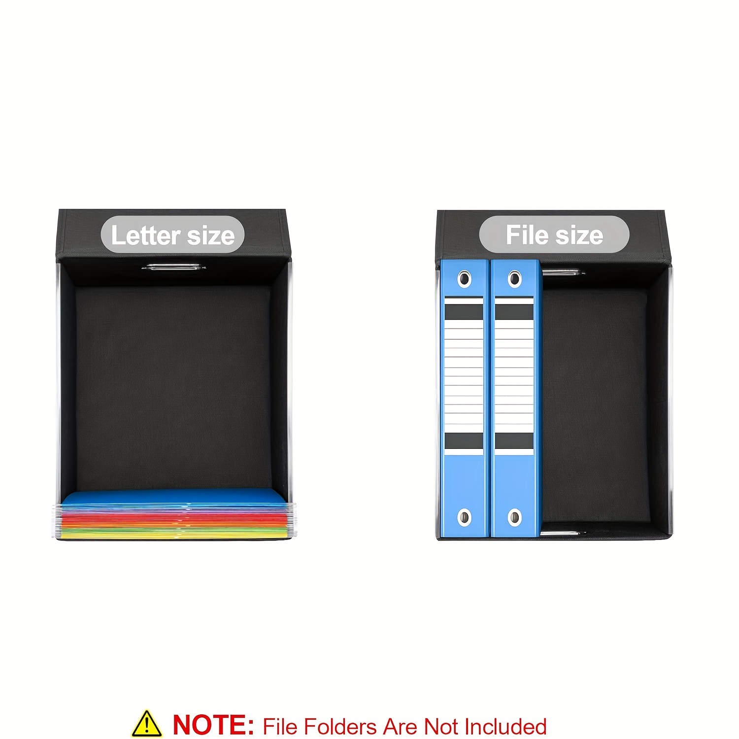 Foldable Fabric File Storage Box with Plastic Sliding Tray