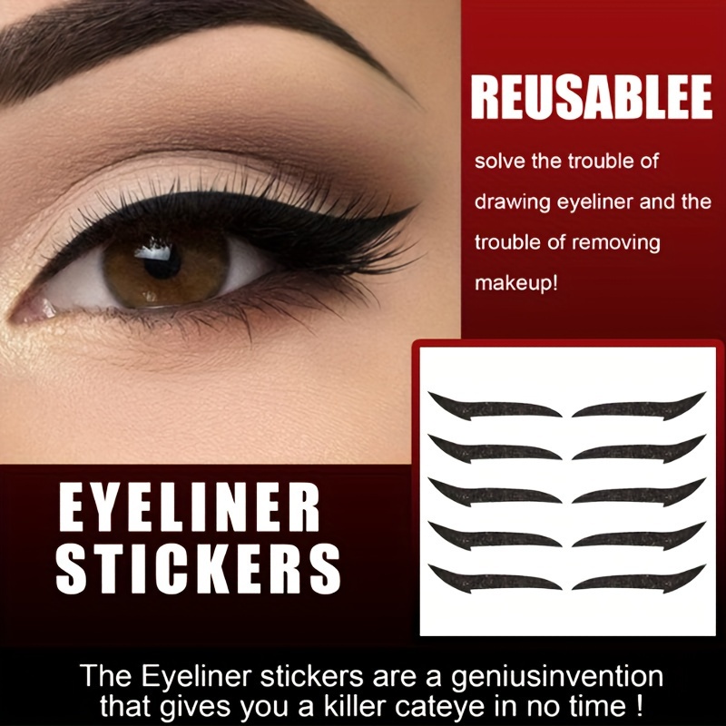 

5 Pairs Of 10 Glitter Double Eyelid Stickers, Silvery Glitter Makeup Eye Stickers, Stage, Silvery Double Eyelid Stickers