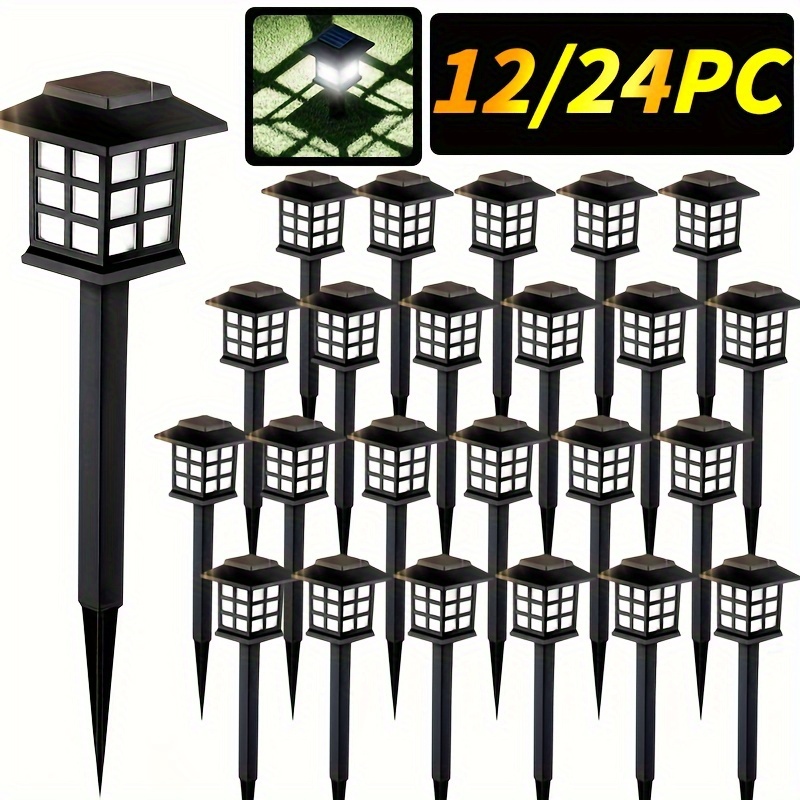 

12/24pcs Solar Path Lights, Solar Outdoor Lights,, Lights, Solar Garden Lights, , , Courtyards, Patios, Driveways Up To Of Light, White And