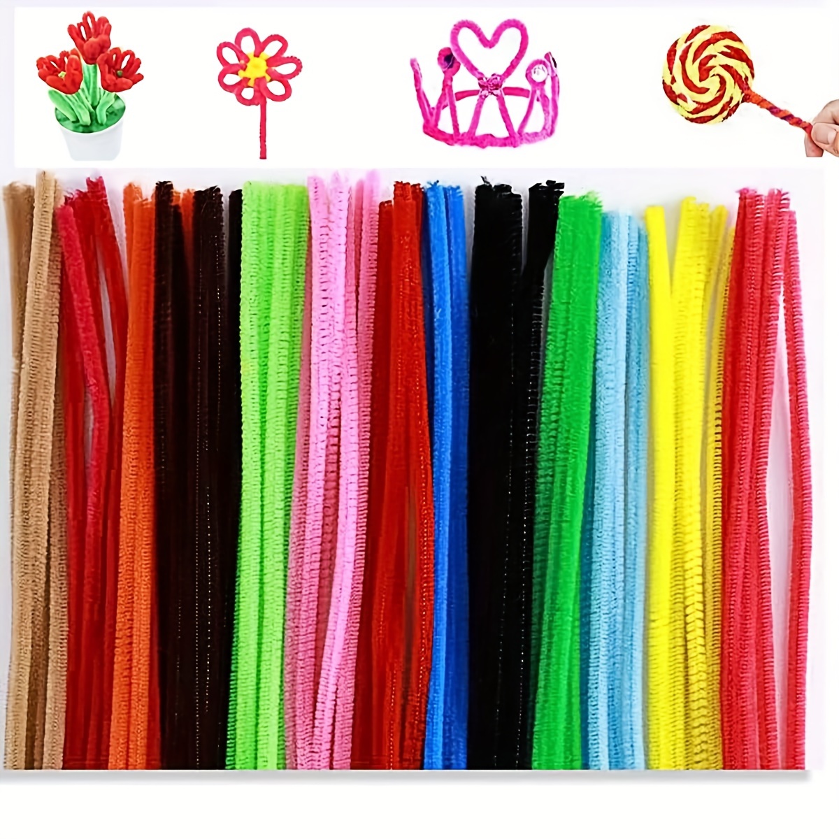 

[popular ] 300pcs Christmas Glitter Chenille Stem Pipe Cleaners, Flexible Craft Supplies For Creative Decorations And Arts And Crafts Projects