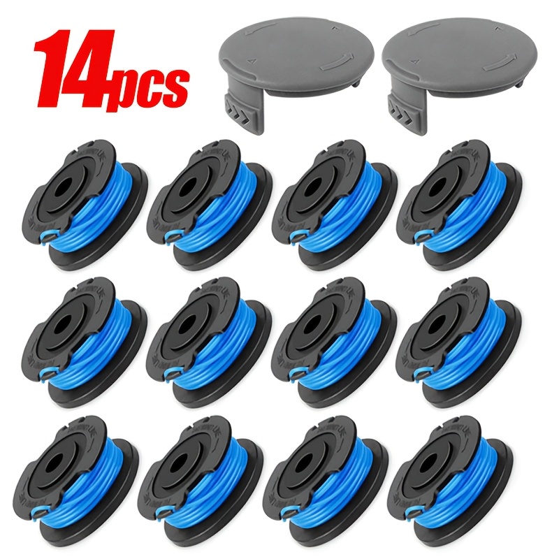 Image of 14pcs Trimmer Line Refills Kit -12pcs Of Grass Trimmer Line And 2 Trimmer Caps For Efficient Lawn Care And Gardening