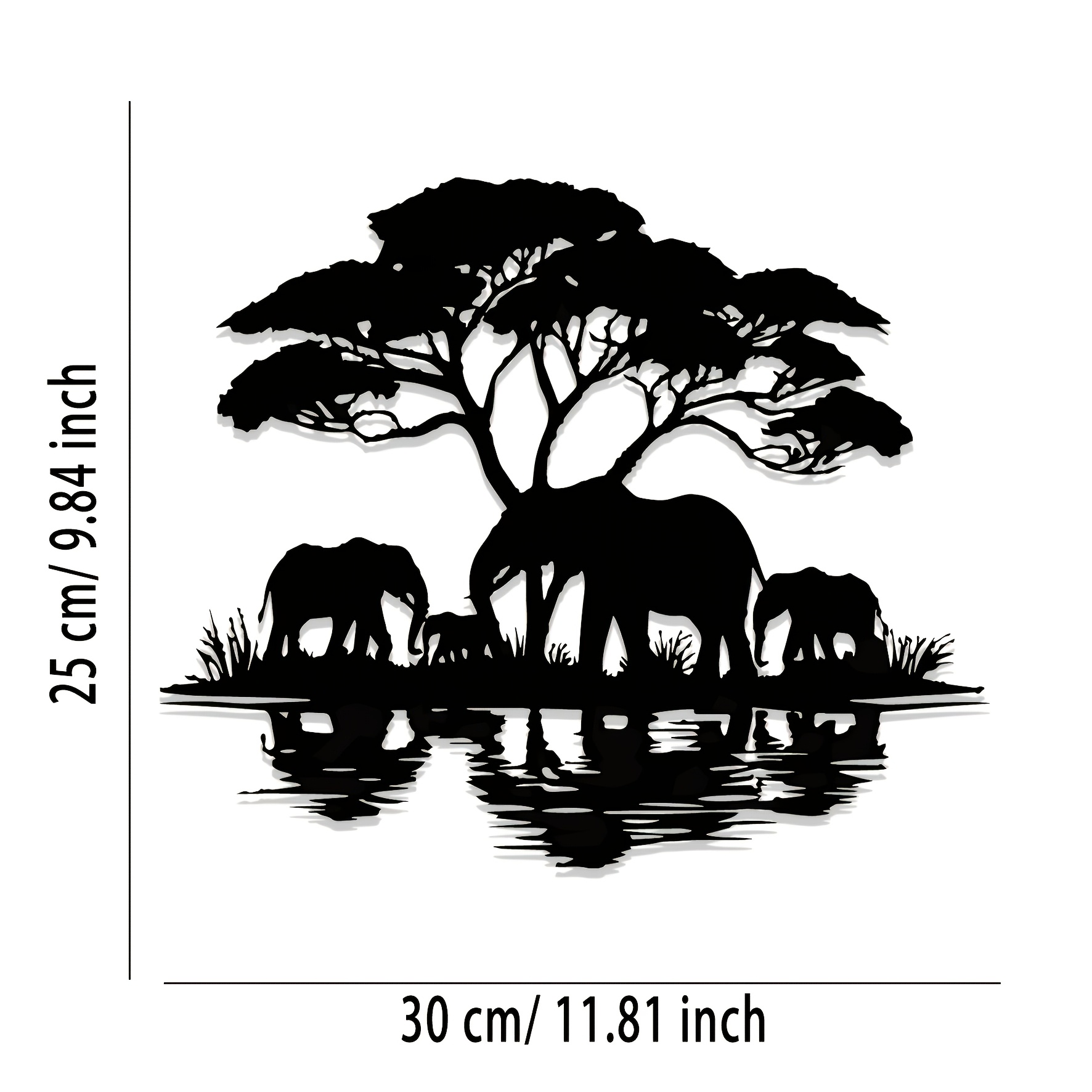 TEMU 2d Flat, 2d Flat, 1pc Elegant Metal Elephant Wall Art - Nature-inspired 2d Hanging Decor With , Perfect For Home, Garden, Patio, And Holiday