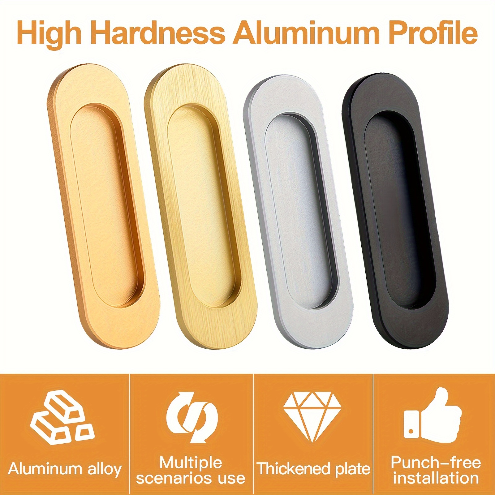 2 Pièces Poignées Encastrées Pour Porte Coulissante Inox Sliding Door