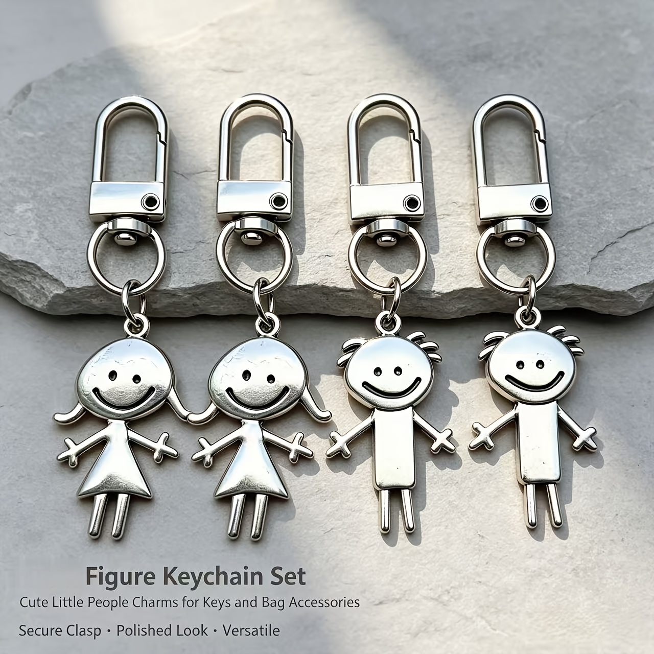 TEMU 4pcs Smiling Couple Theme Keychains - Suitable For Keychains, Backpack Charms, Car Key Chain Pendants, Bag Charms, Decorations, Perfect Gift For