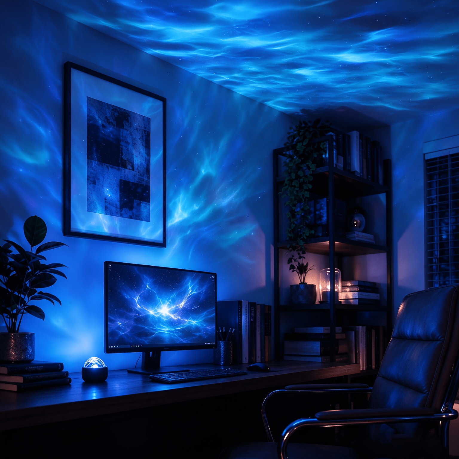 TEMU Lámpara proyectora de aurora boreal, luz de techo de galaxia colorida con de ola , luz nocturna con alimentación USB para dormitorio, sala de