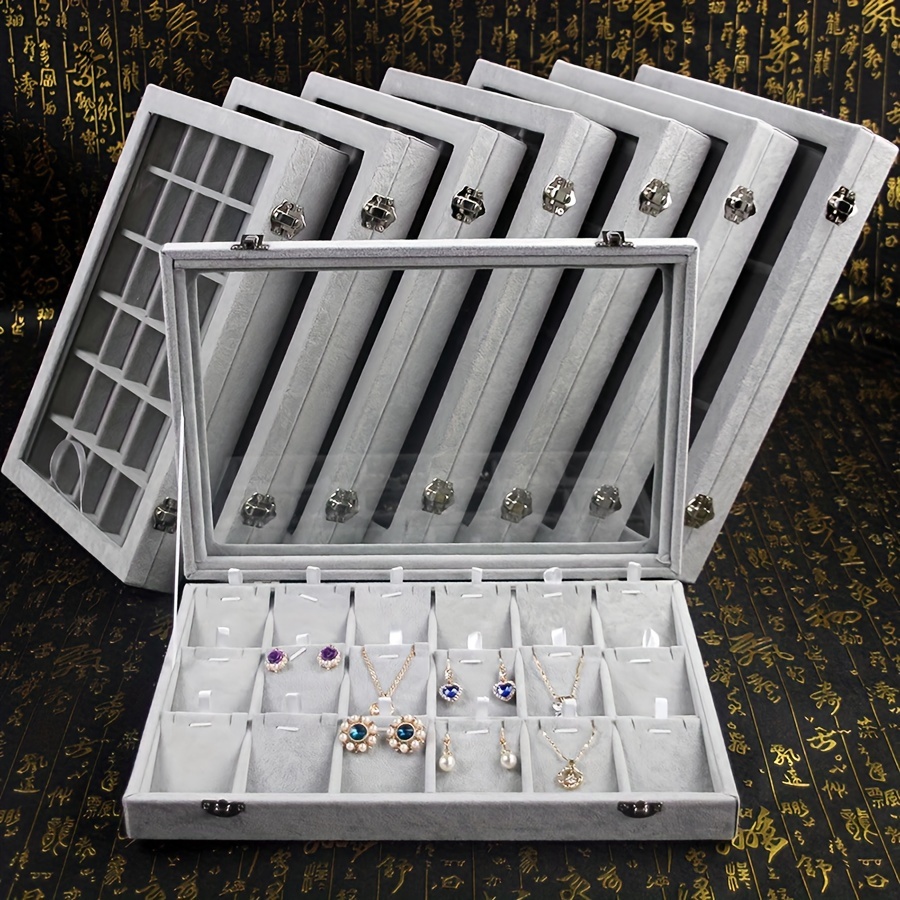 

-lined 18-slot Jewelry Organizer Box For Necklaces, Pendants, -