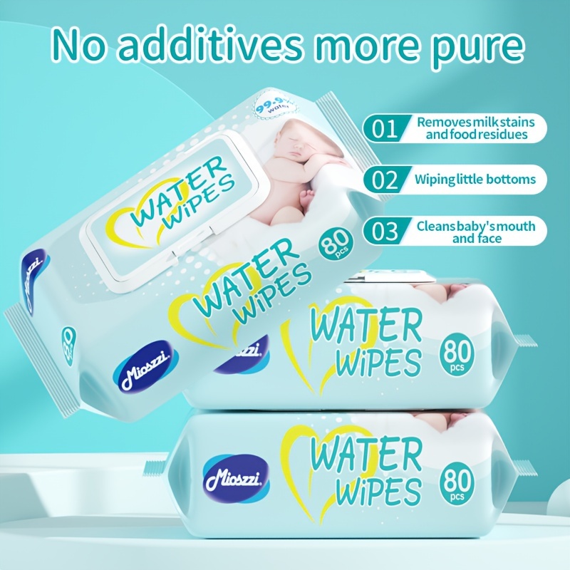 MIOSZZI Baby Wet Wipes 99.9% EDI Pure Water No Fluorescent Agent Zero Additives For Sensitive Skin Newborn Can Use Aloe Vera Extrat Take Care Of Baby Skin Clean Baby Hand & Mouth Water Wipes Kids Cleansing Wipes Large Packing For Family Use