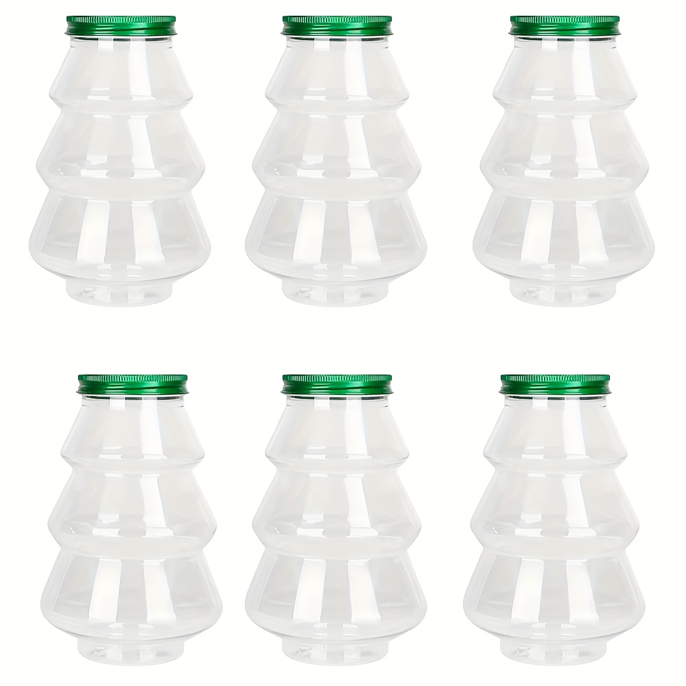 Image of 6 Christmas Tree-shaped Bottles With Sealed Lids, Perfect For And Candy Storage, Suitable For Like Cold Beverages, Juices, And Milk Tea, Ideal For A Festive Atmosphere At Christmas Parties