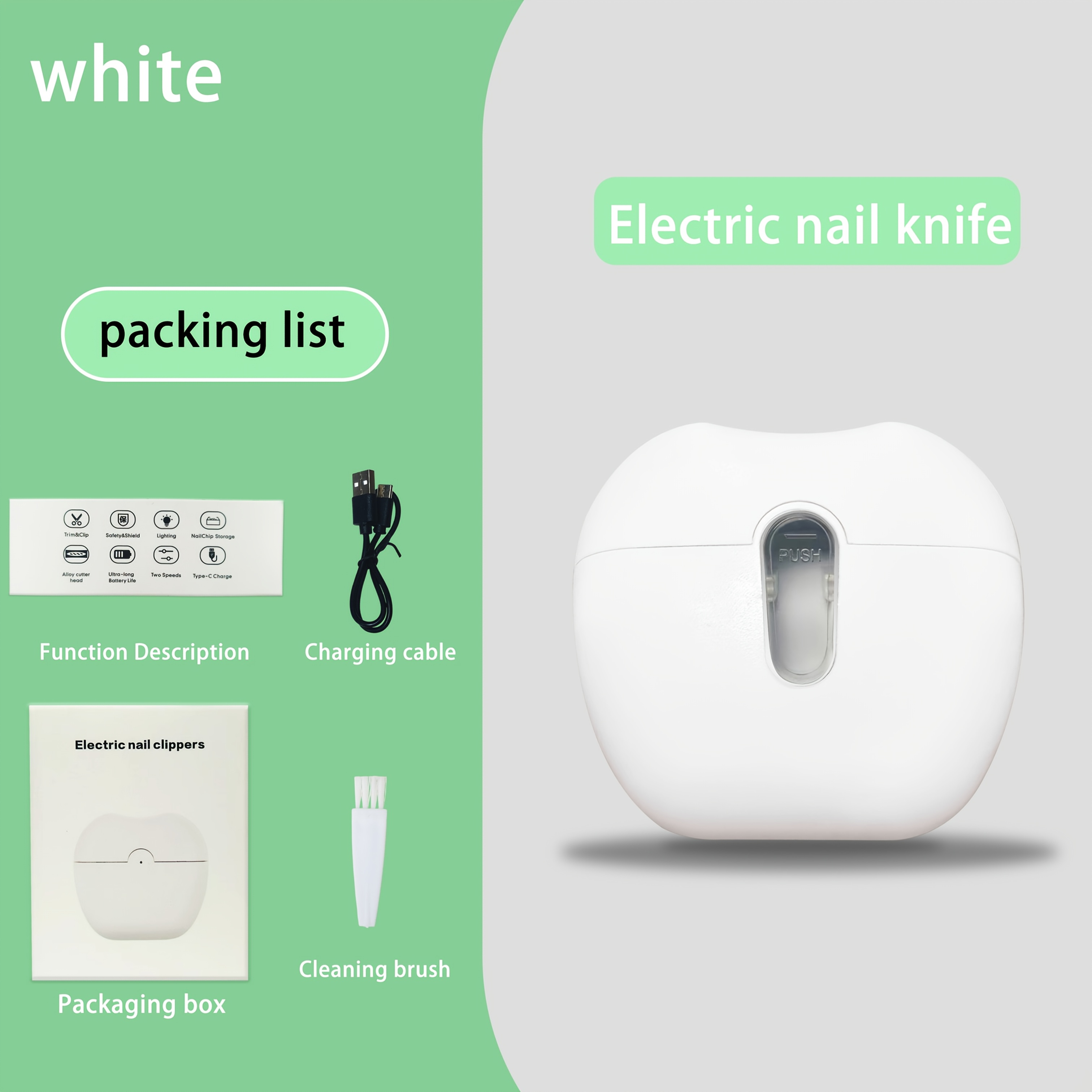 Image of Electric Nail Clipper With Led Light, Anti-pinch Safety Feature, Usb Rechargeable, Long , Portable Design, Ideal For All Ages, High-end Packaging, Perfect As A Gift For Valentine's Day