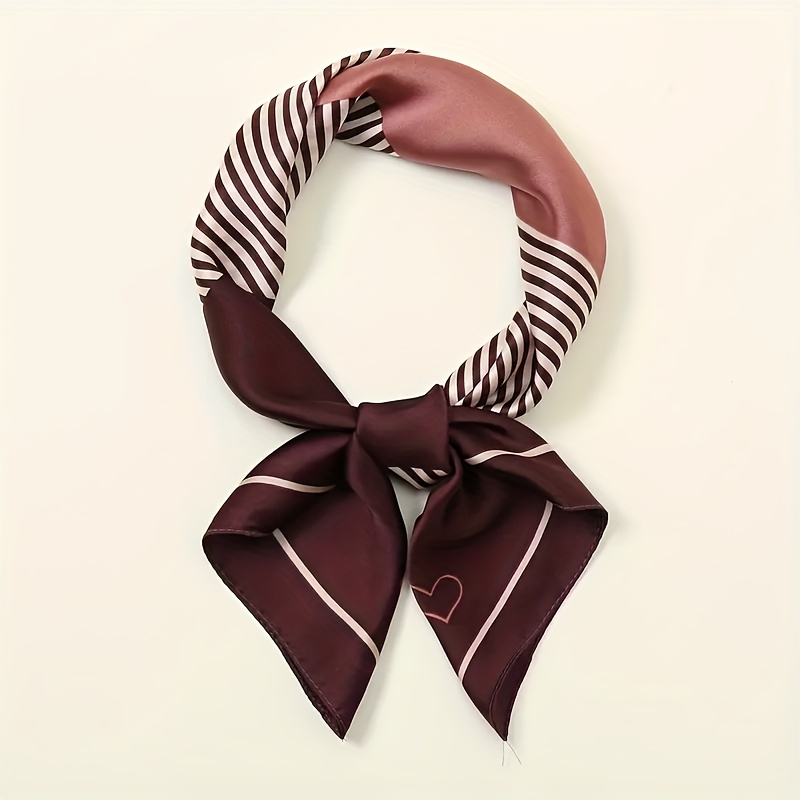 Fashionable Geometric Heart Pattern Scarf, 2 Pattern Options, In Pink And Brown, Y Texture, Lightweight And Breathable, Women's Fashion Accessory