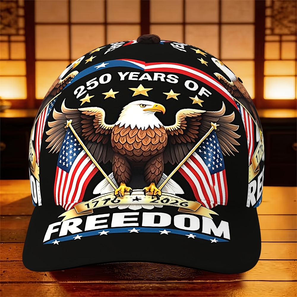TEMU 1pc 250 Years Of Eagle Lightweight And Versatile Unisex Baseball - Outdoor Sunshade, Breathable Adjustable Casual Hat