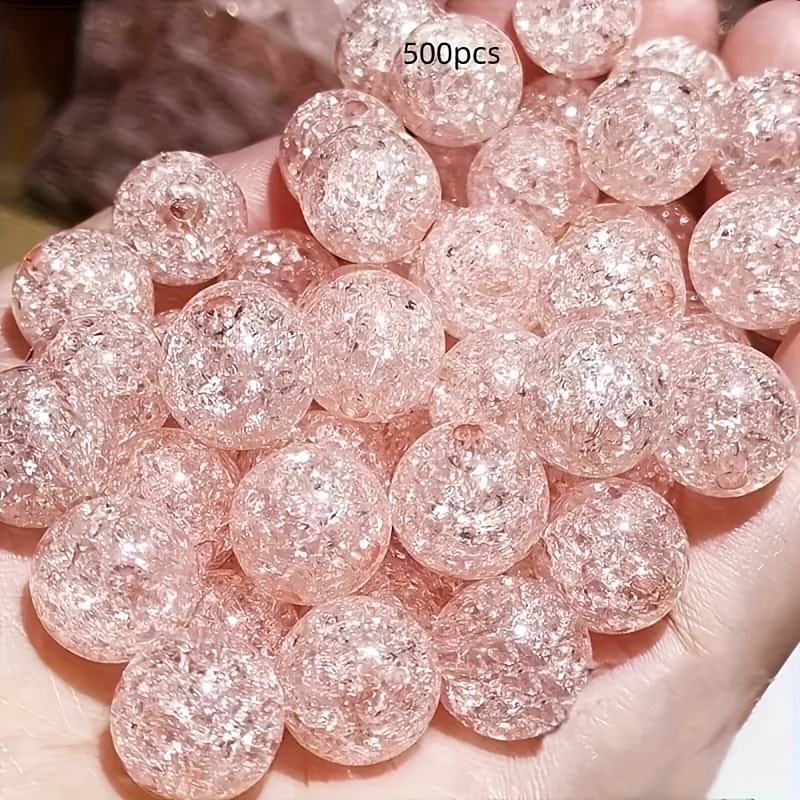 E-shop 500 Stk. 8mm Acryl Perlen mit Riss-Effekt - Mehrfarbige DIY Bastelperlen mit Einzigartigem Glasfraktur-Effekt für Schmuckherstellung,
