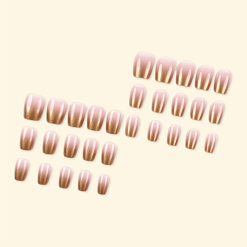 TEMU 24pcs Extra-short-t Press On Nails Glossy Glitter Nails Nude Ombre Press On Nails For Women And