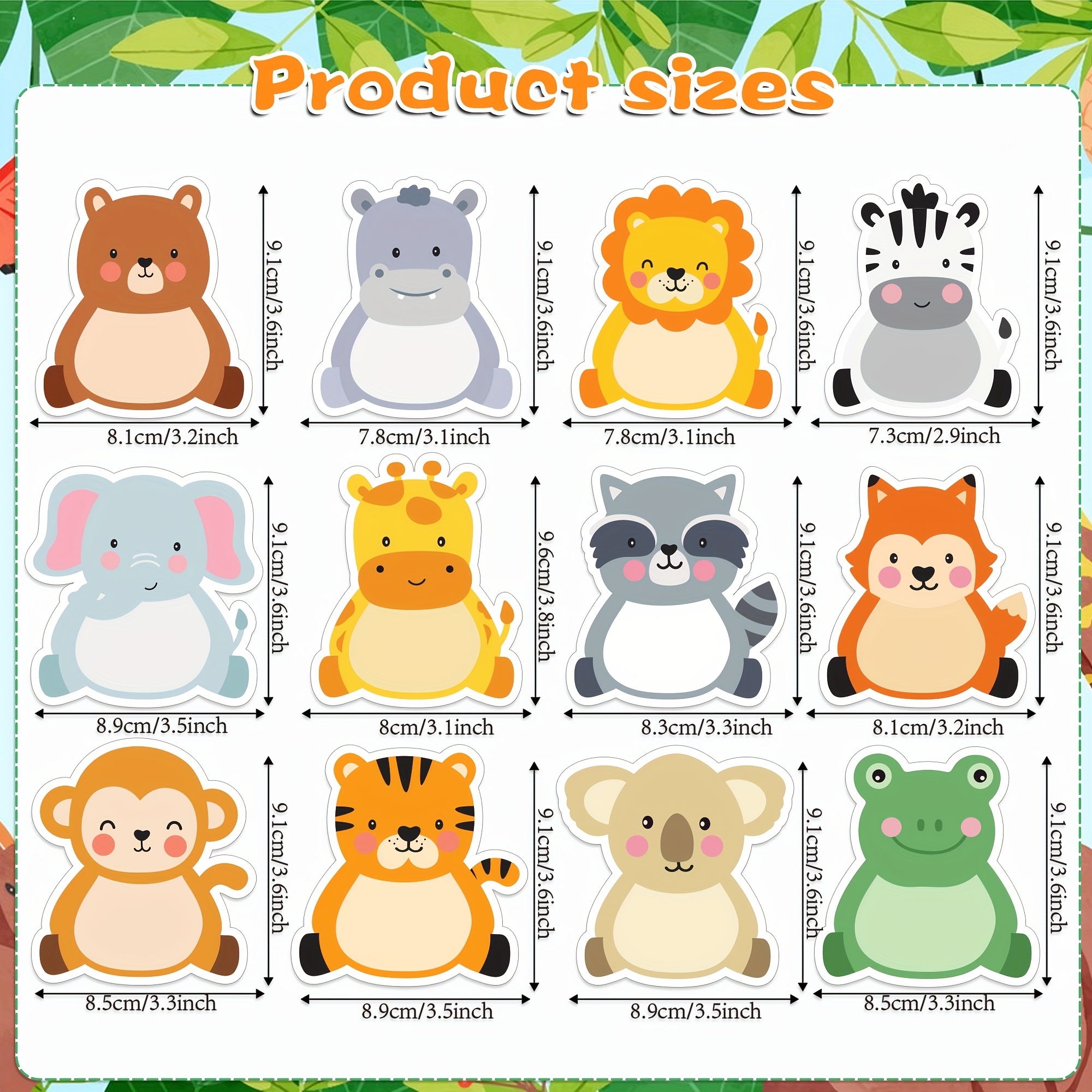 240pcs Cartoon Jungle Animals Sticky Notes