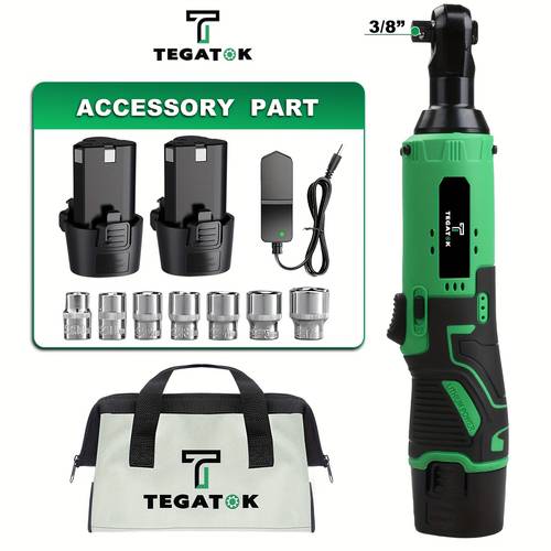 lbs 12v cordless ratchet wrench set 400 rpm 3 8 powerful rotary tool fast charge variable speed trigger 2 pack lithium ion batteries 7 sockets for tasks