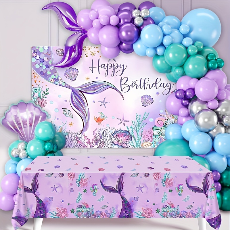 1Pc Purple Blue Beauty Fish Scale Style Birthday Background Cloth