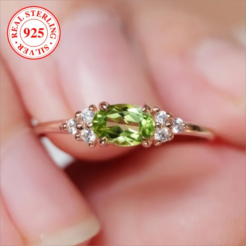 

Elegant Peridot And Zirconia 925 Silver Ring, Timeless Accessory For Women, Perfect For Weddings, Parties, And Evening Events, Suitable For All Occasions