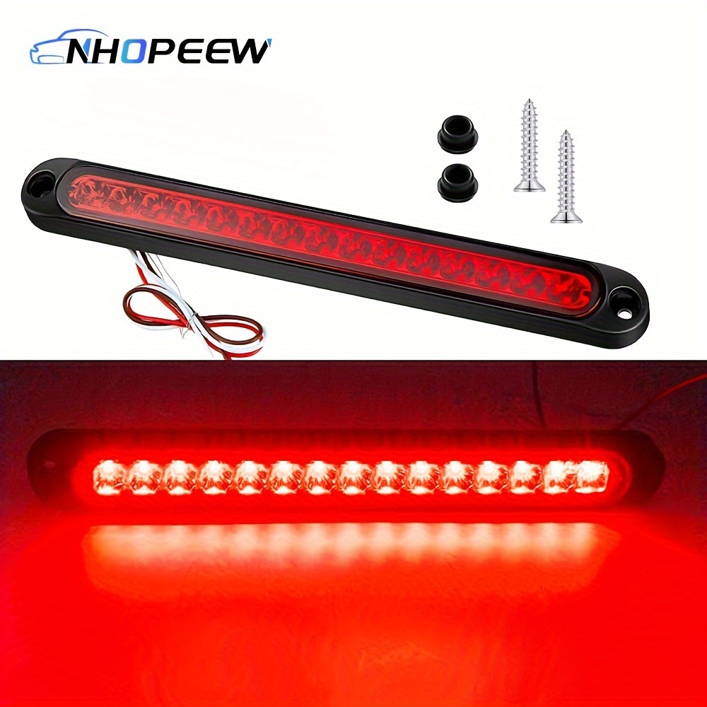 

Nhopeew 10"/25.4cm Red 15led Sealed Truck Trailer 3rd Strip Brake Stop Rear Turn Tail Light Bar