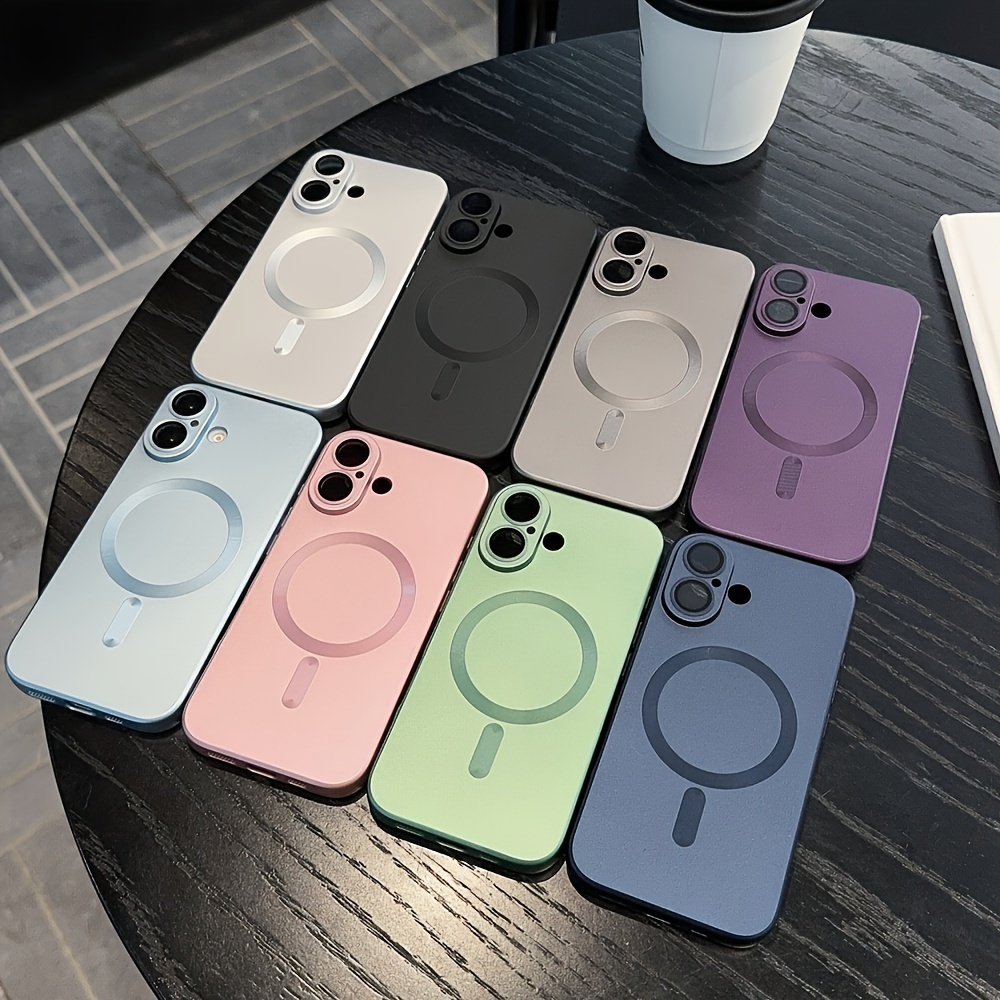 

Soft Magnetic Absorption Matte Protective Case For 16 Pro Max , With Camera Lens Protector. Product Color Light And Dark Issued