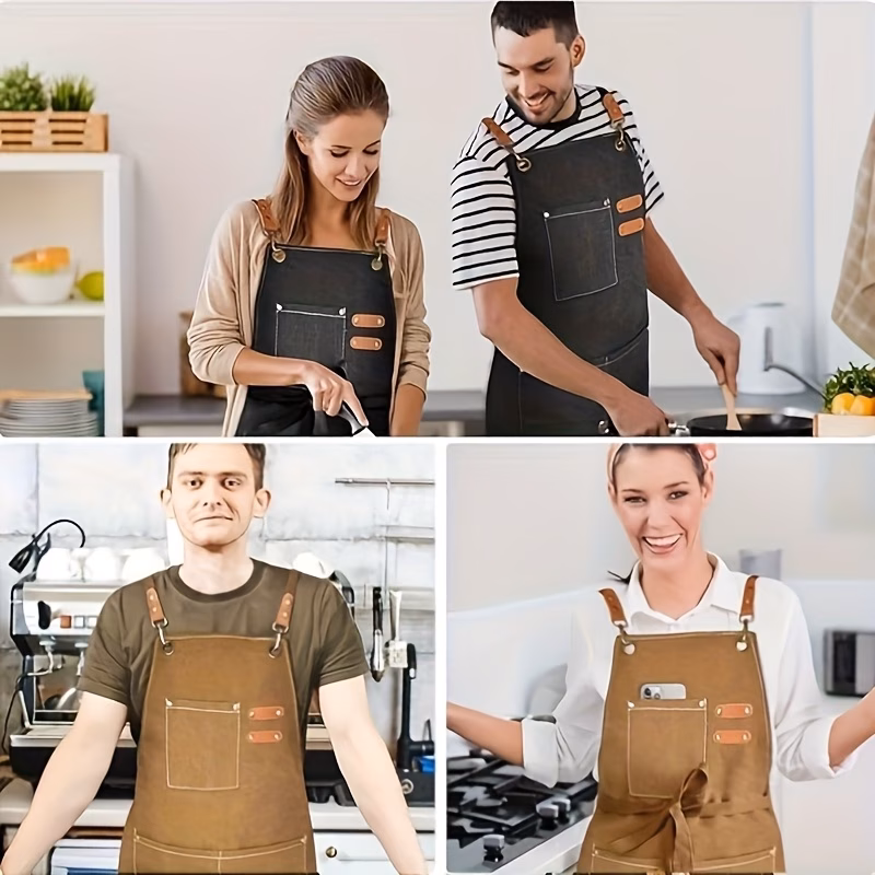 sturdy and waterproof canvas work aprons for men and women featuring adjustable cross straps essential kitchen aprons are perfect for heavy duty tasks in shops suitable for mechanics technicians carpenters Product details 1