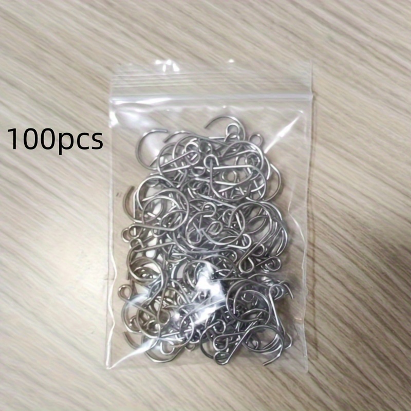 Image of 100pcs Stainless Steel Hook, Multi-functional Metal Hook, Personalized Pendant Wall Decoration Crystal Wind Chime Hanging Additions, Furniture Hook, Curtain Hook, Home Decoration Hook