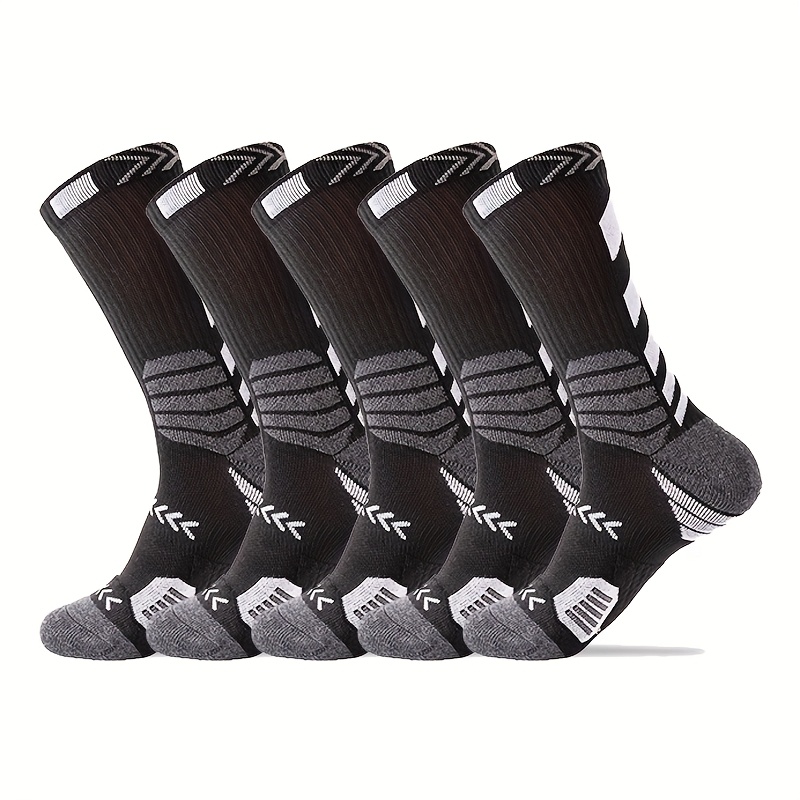 TEMU 5- Size Basketball Socks, Professional Sports Socks, Men's Towel Bottom Socks, Training Elite Socks, Men's Running And Soccer Socks