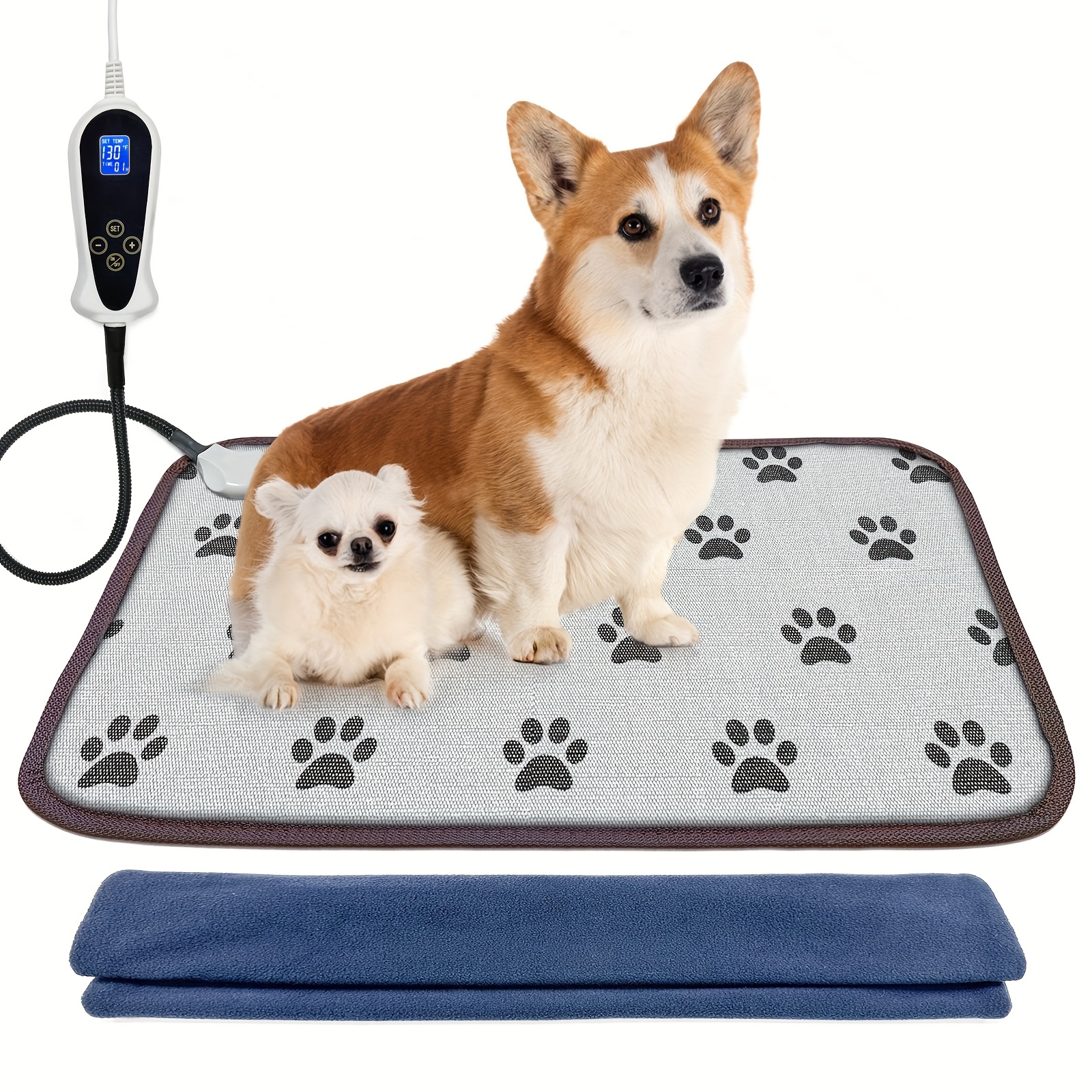 TEMU Heating Pad For Pets Featuring A Smart Thermostat (1-24 Hours), Designed For Indoor Cats And Dogs, Suitable For Small And Large Animals, Ideal