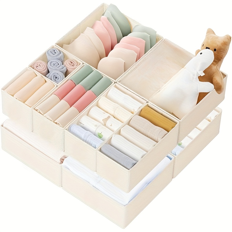 Drawer Organizer Clothes, 10/21 Pack Dresser Organizer For Clothes, Underwear, Socks - Foldable Closet Organization And Storage Dividers Bins For Nursery, Bedroom (grey)