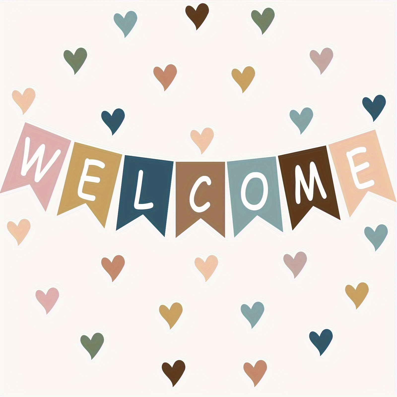 

57pcs Everyone Is Welcome Bulletin Board Classroom Welcome Decors With Hearts Cutouts, Positive Everyone Is Welcome Classroom Theme Bulletin Decorations For School Chalkboards, Wall Decor