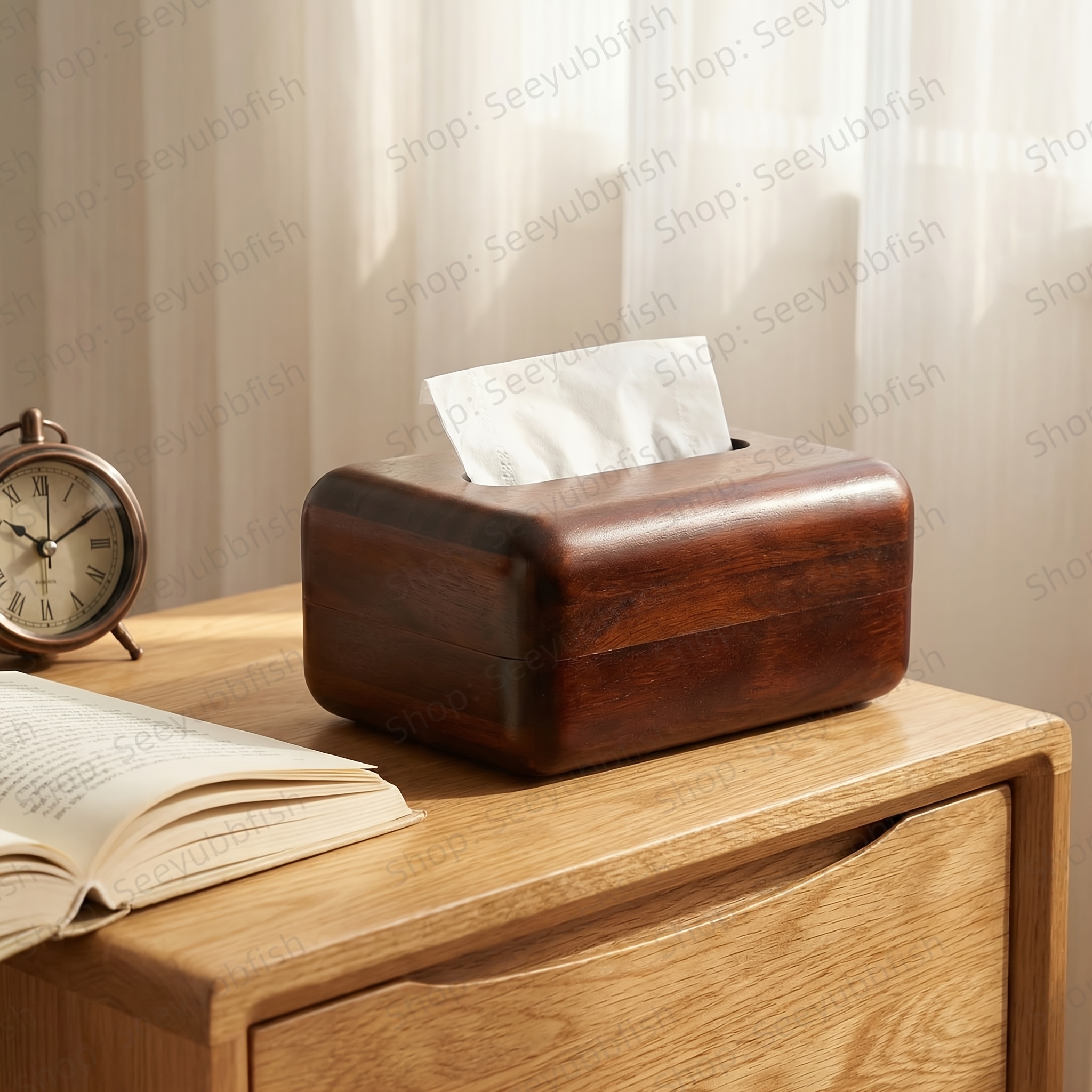 2026 New Model Natural Solid Wood Tissue Box | Large Capacity Compatible with Both Tissue And Roll Paper, Smooth Box Design Prevents Cuts