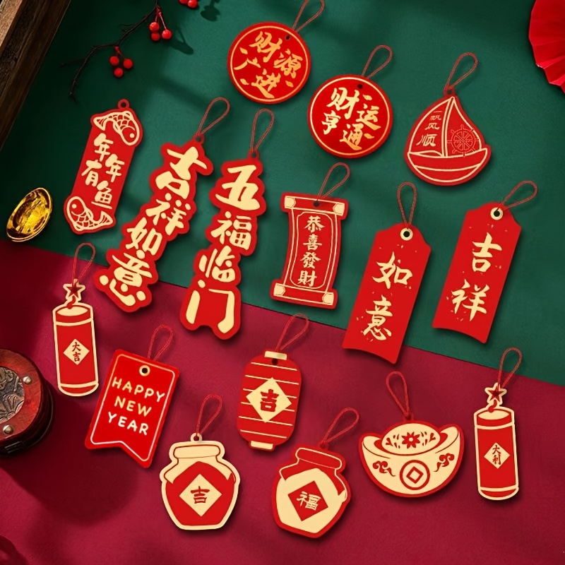 

16pcs/32pcs, Lunar New Year Snake Year Pendant, Bonsai Decoration, Window Decoration, Home Decoration, Chinese Gift, Safety, Health, Wealth And , Decoration Supplies