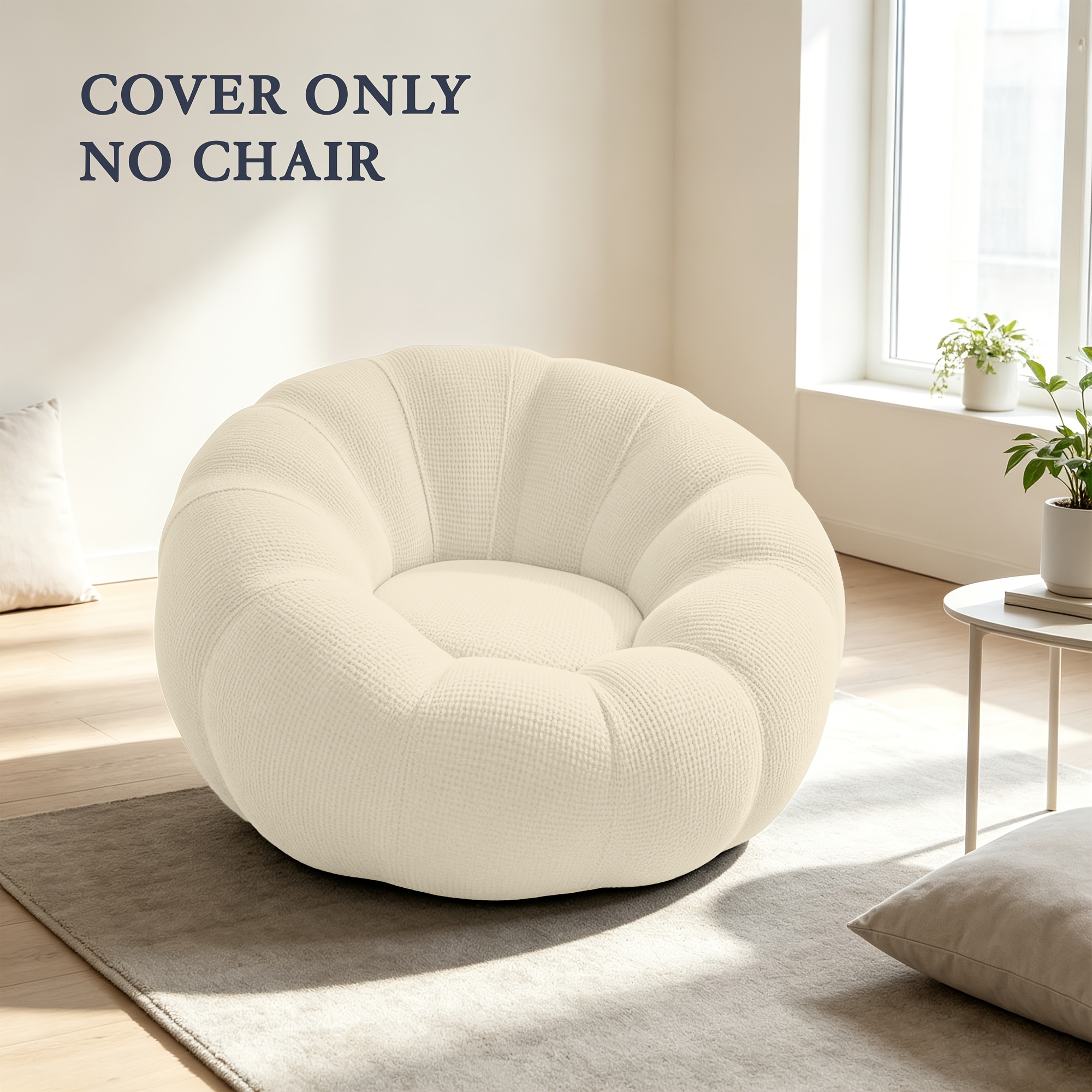 TEMU 1pc New Elastic Corn Husk Solid Color Single-seater Lazy Chair Sofa Cover, Fleece Easy Modern Pumpkin Shape All- Sofa Cover Cover