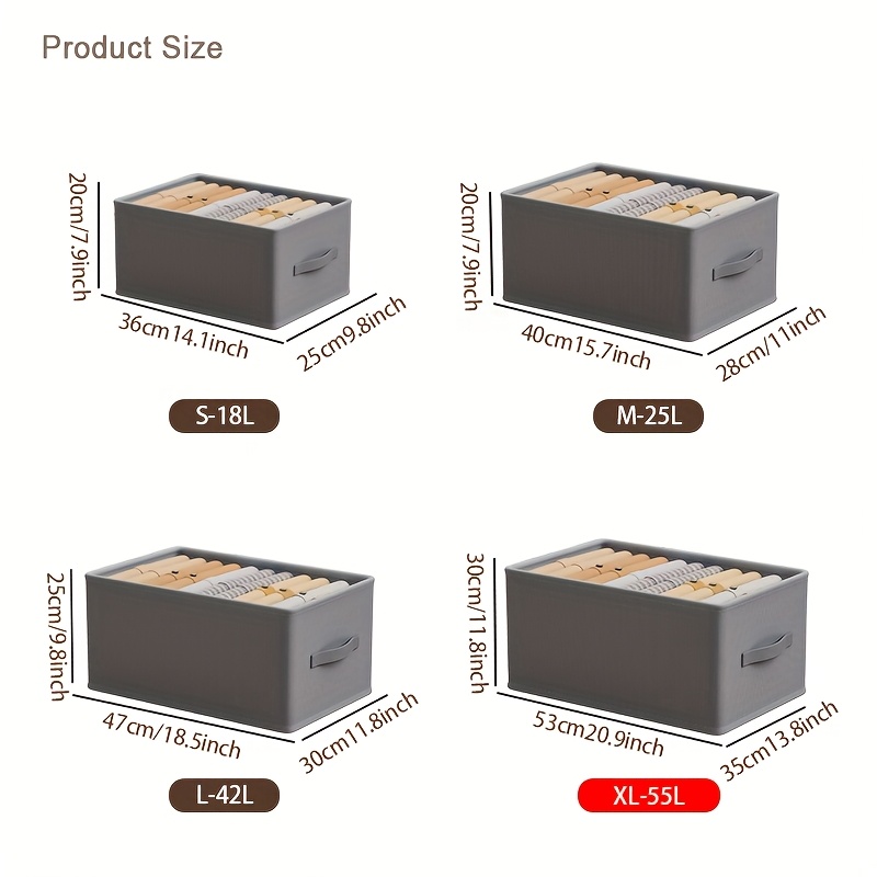TEMU Panier Organisateur de Rangement en Tissu Pliable - , Multi- pour Vêtements, Jouets & Accessoires avec Poignées, Design Économiseur d'Espace ,