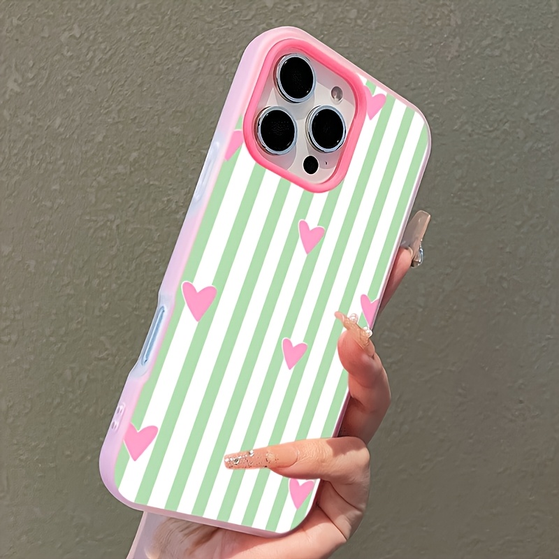 TEMU Phone Case - 1pc Jelly Case, With Pink Heart Print, Comes With Vitality Atmosphere, Ideal Birthday And Holiday Gift For And Girlfriends.