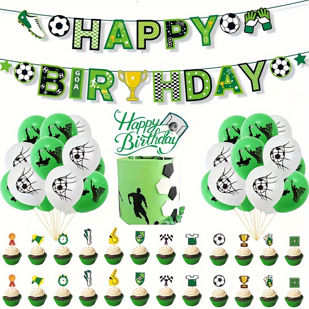 

Set, Football Theme Birthday Party Decorations, Football Pull Flag Latex Balloons Cake Topper Set, Photo Prop Decor, Celebration Decor, Birthday Gift, Atmosphere Arrangement, Home Decor, Room Decor