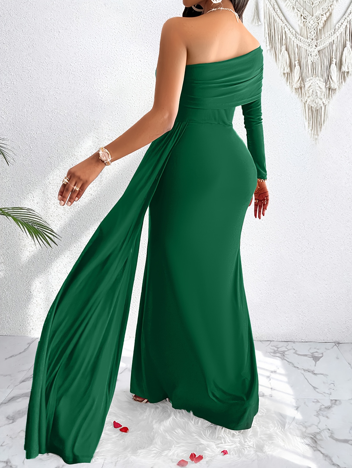 slim fit dress slacks niLuu BEGONVIL One Shoulder Dress