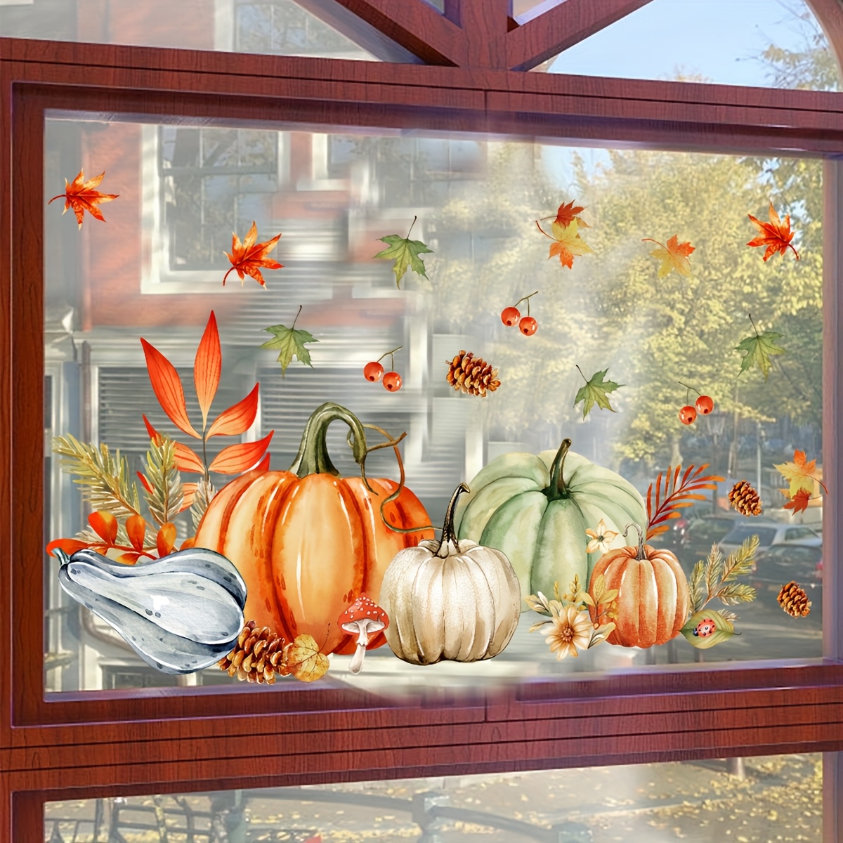 6 Feuilles D'autocollants Pour Fenêtre D'automne, Fenêtre Décoration