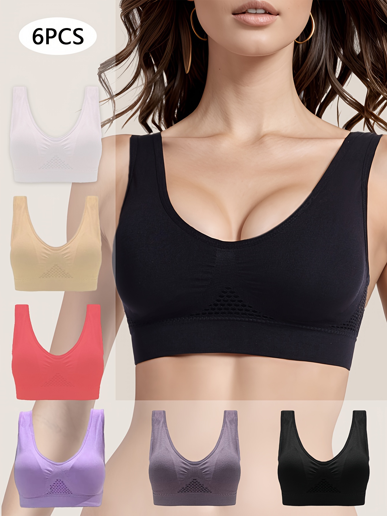Women's Sports Bra Plus Size Solid Color V Neck Backless - Temu