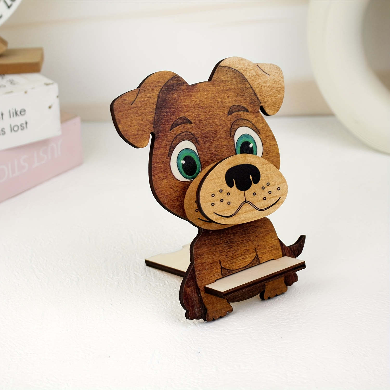 cute puppy glasses holder no assembly needed sturdy wooden dog with   eyes desk decor for home office birthday gifts   pet lovers dog owners office decoration   design durable construction Product details 4