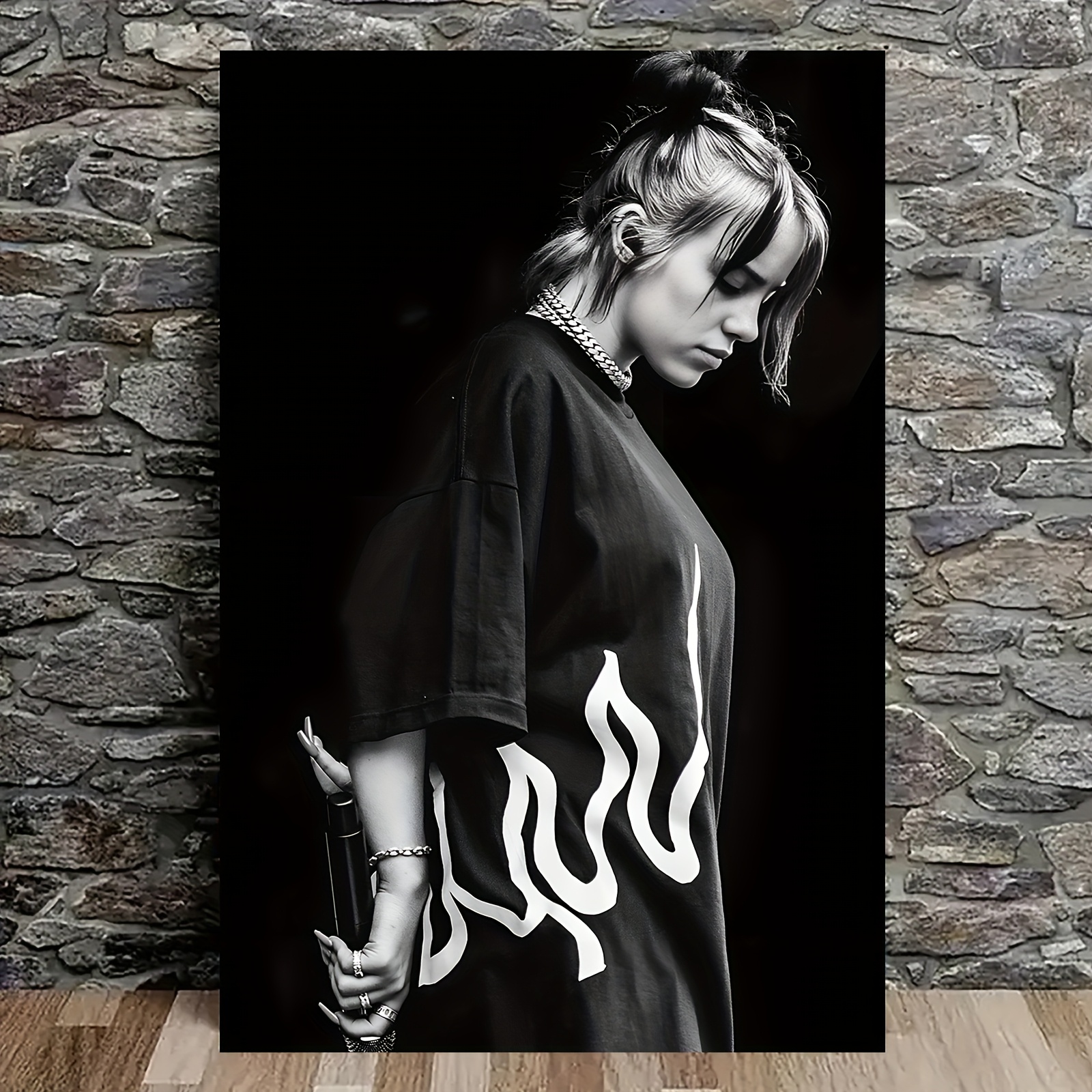 TEMU 1pc Frameless Canvas Poster - Anime-themed Artwork, Black & White Music Album Art, 12x18 Inch Contemporary Wall Decor For Home, Office, Cafe,