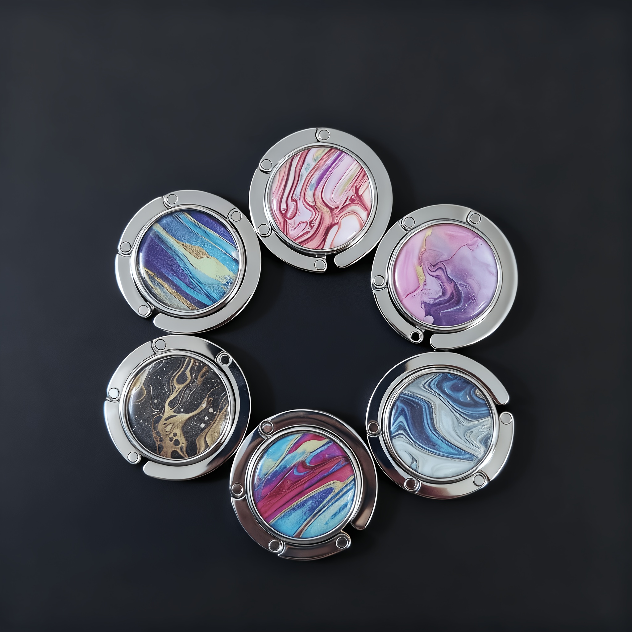 Portable Bag Hook with Colorful Flowing Sand Patterns