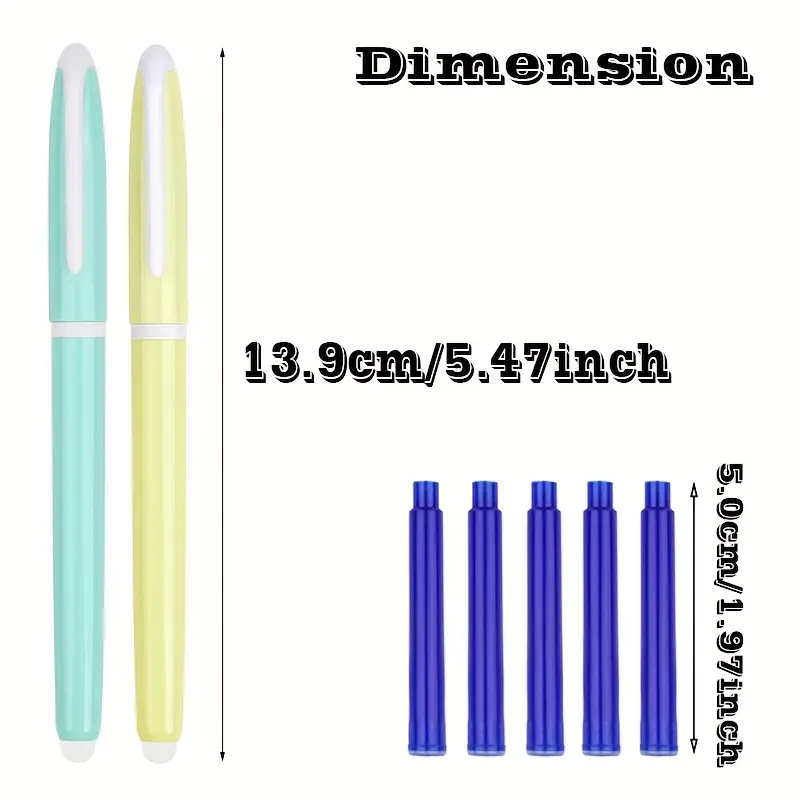 Set stilou cu radiera + 5 rezerve termice 9 set de 6 bucăți, uri ștergătoare la căldură cu fin de 0.5mm, saci de cerneală înlocuibile, papetărie de birou cu instrumente de scris din cauciuc (1 + 5 saci de cerneală albastră) detalii 7