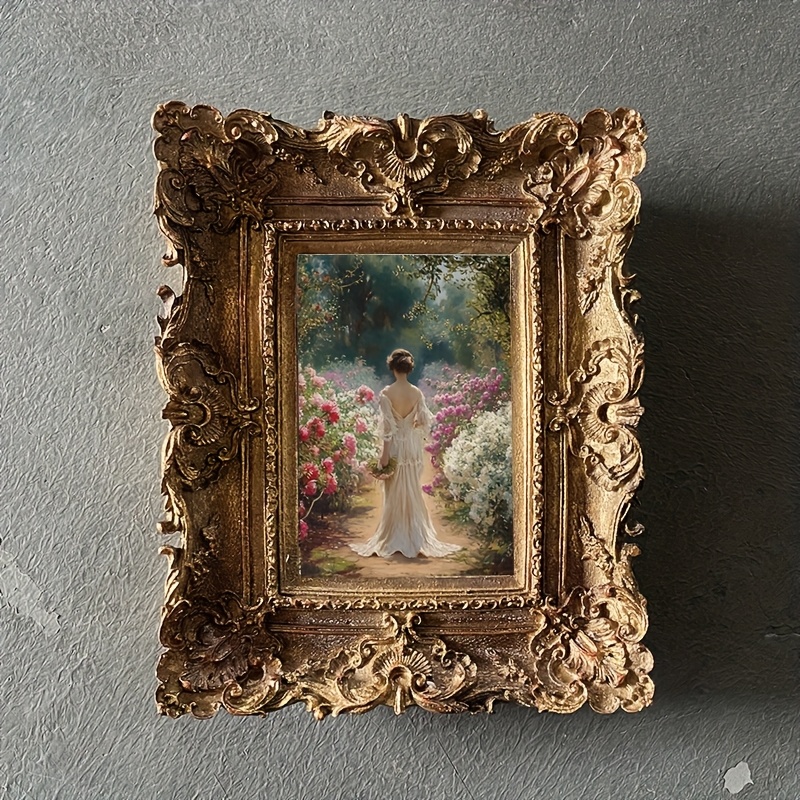 european retro resin photo frame stand   hung on the wall photo wall combination photo frame ornaments photo props carved flowers