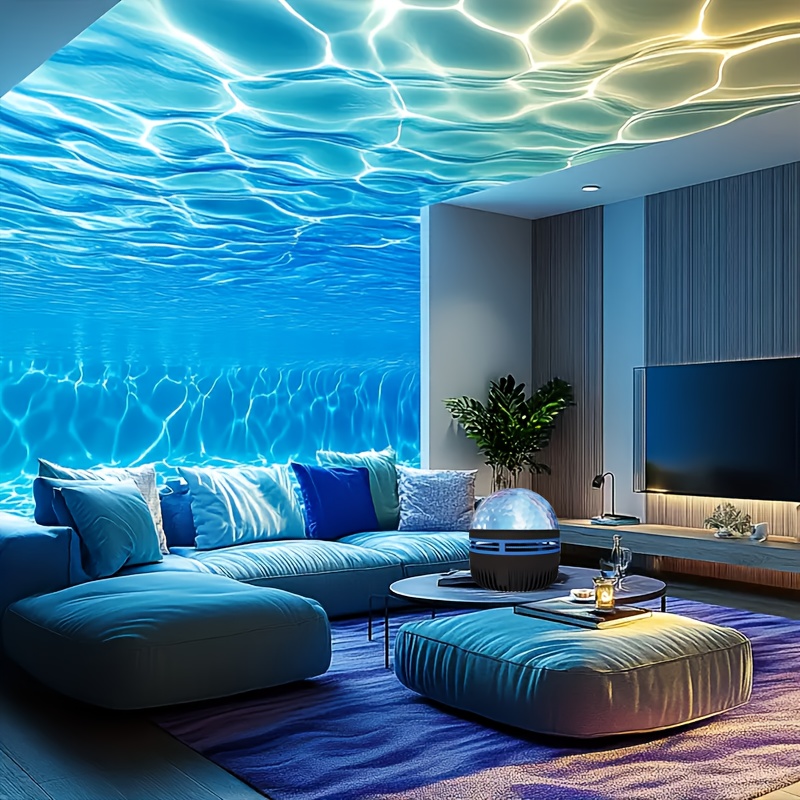 1pc usb powered water   projector rgb led   projector with remote control 7 color patterns dimmable multi color lighting no battery required suitable for bedroom home theater