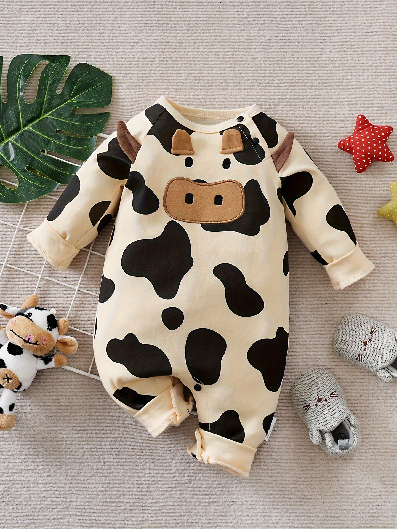 cotton cow print long sleeve baby jumpsuit casual Temu Mauritius