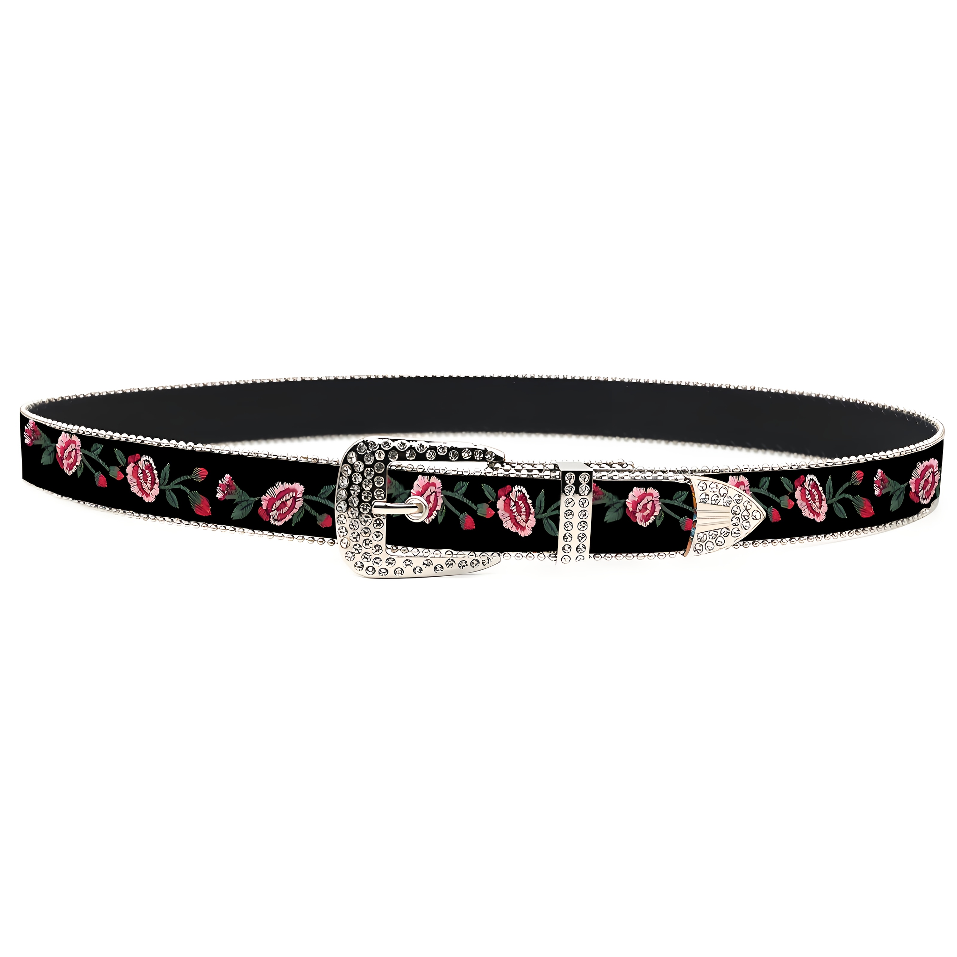 floral studded faux leather belt vintage - Temu display picture 2