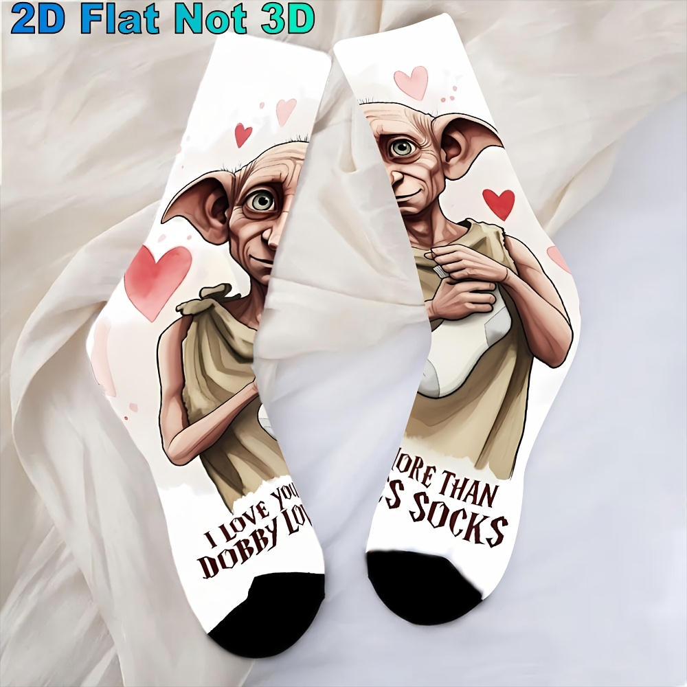 TEMU 2D Flach, 1 Paar Socken, Dobby's Love, Muster Socken, Bequem und Weich, Geburtstagsgeschenk, Tägliche Ausflüge, Nutzbar in allen , Kann für,