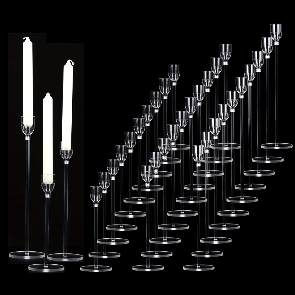 

30pcs Elegant Taper Candlestick Holders Set - Acrylic Metal, Romantic Dinners, Weddings & Home Decor - For Halloween, Christmas, Easter, Thanksgiving