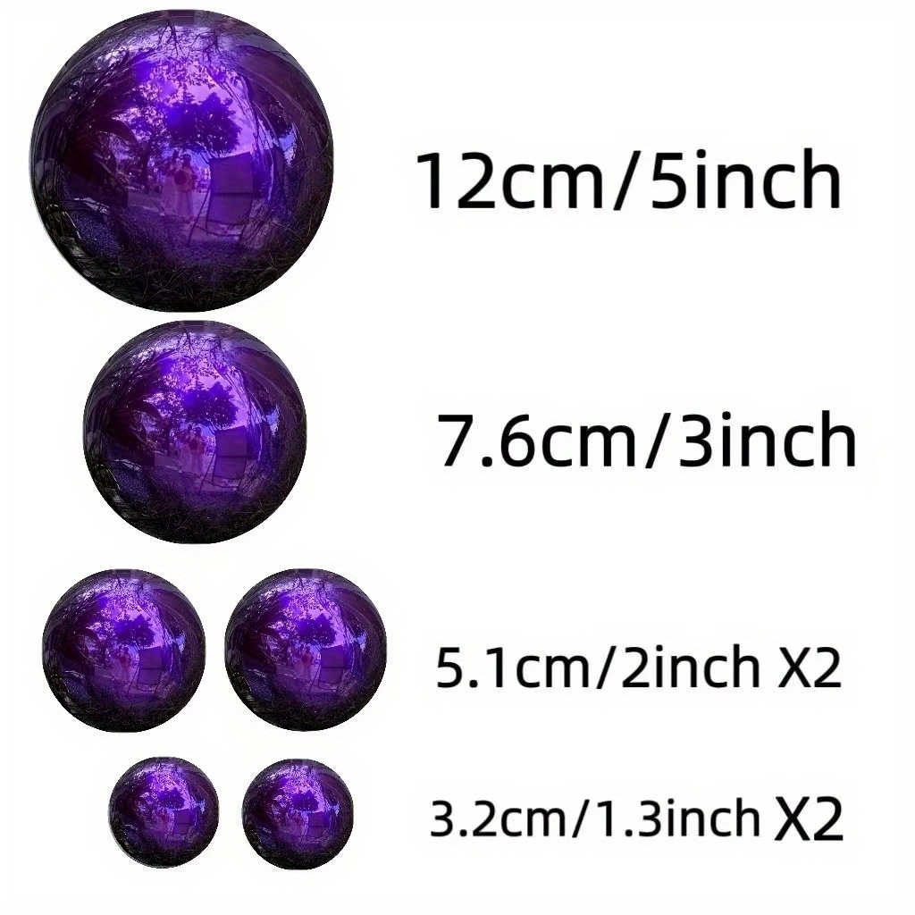 Image of Purple Stainless Steel Mirror Gazing Ball Set Of 6: With 304 Stainless Steel Mirror Polishing Technology, Sphere Is Lightweight And Easy To . 's Contour Is Engraved With Delicate And Lines